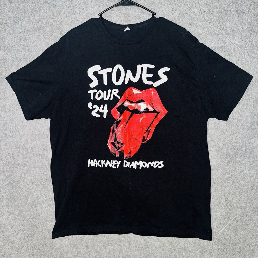 Rolling Stones Hackney Diamonds 2024 Tour T-Shirt Men's Large Black Official EUC